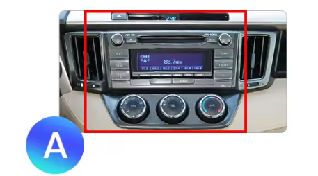 Movyro Android 15 autoradio for Toyota RAV4 2013-2018 with Apple CarPlay and Android Auto displayed on screen.
