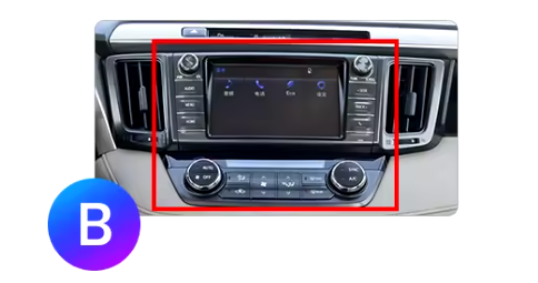 Movyro Android 15 autoradio with Apple CarPlay and Android Auto installed in a 2013-2018 Toyota RAV4.