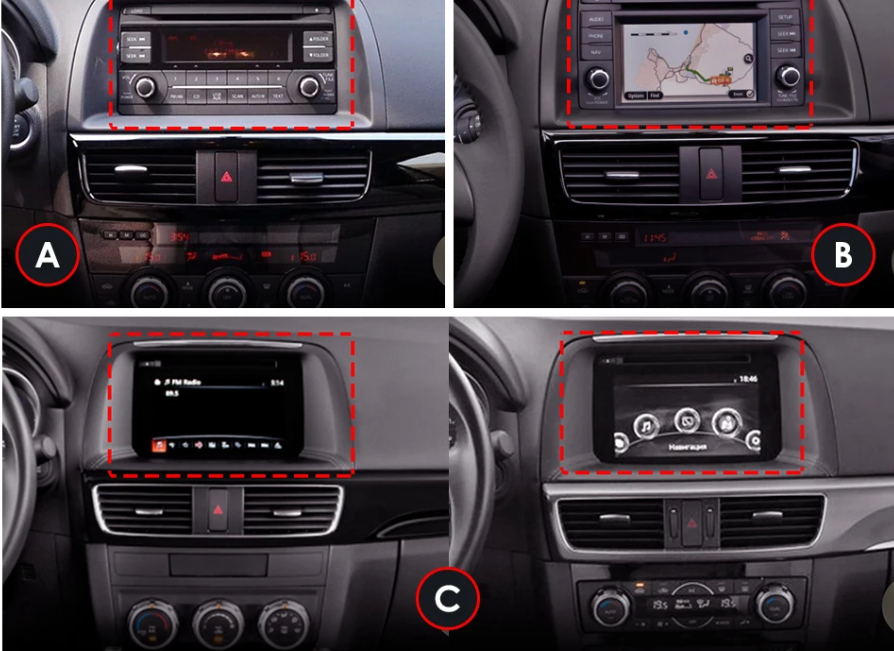Autoradio Android 15 Movyro pour Mazda CX5 2012-2016 avec Apple CarPlay et Android Auto, écran d'accueil affiché.