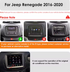 Autoradio Movyro Android 15 pour Jeep Renegade 2016-2020 avec Apple CarPlay et Android Auto, écran de menu visible.