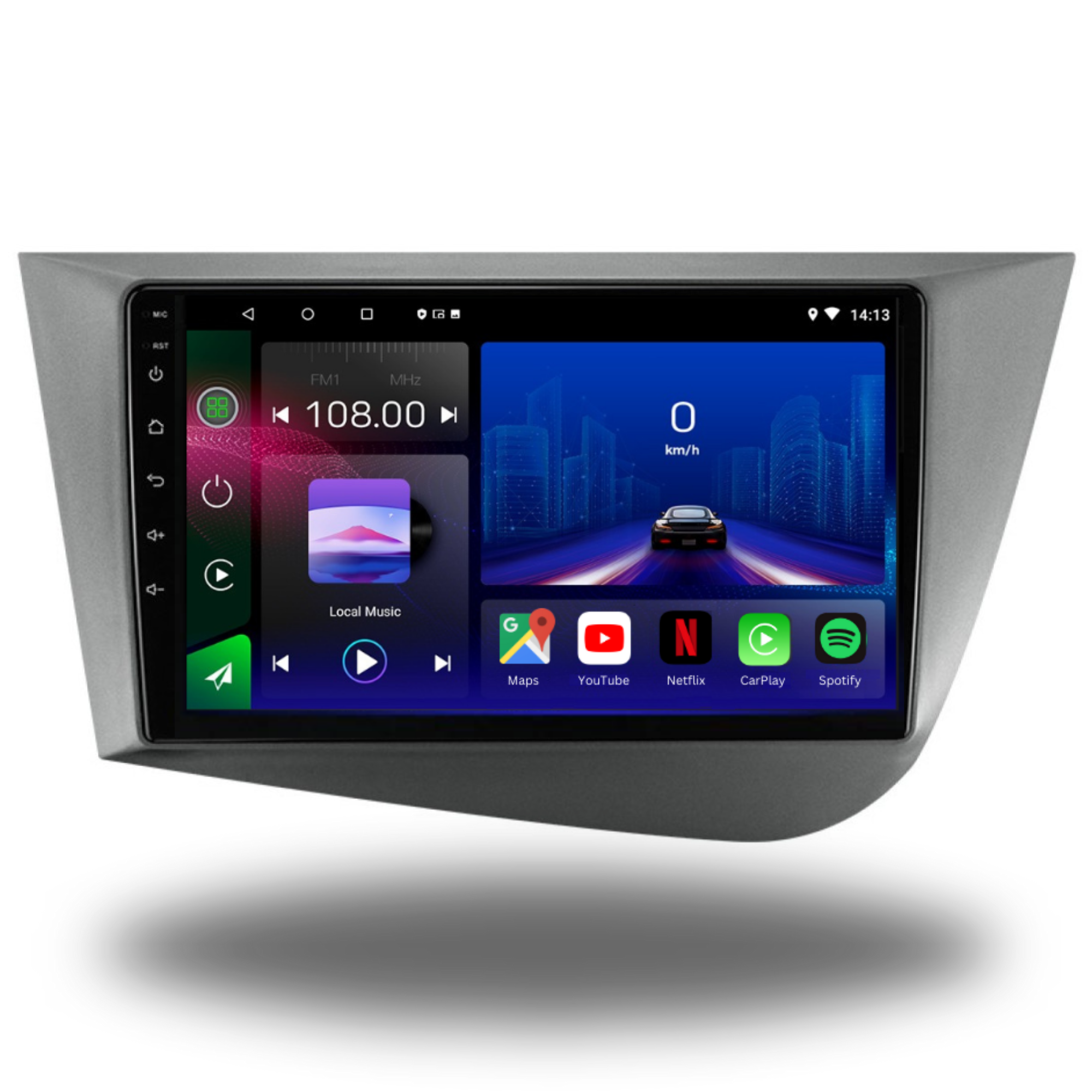 Autoradio Android 15 Movyro pour Seat Leon 2 MK2 2005-2012 avec Apple CarPlay et Android Auto, écran tactile.