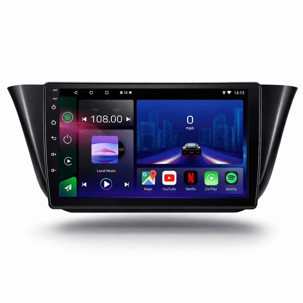 Autoradio Movyro pour Iveco Daily 2015-2026 avec écran tactile, CarPlay et Android Auto, affichage de l'écran du système de divertissement.