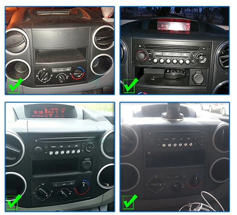 Autoradio Movyro pour Citroën Berlingo et Peugeot Partner 2008-2018 avec Android 15, Apple CarPlay et Android Auto, écran tactile.