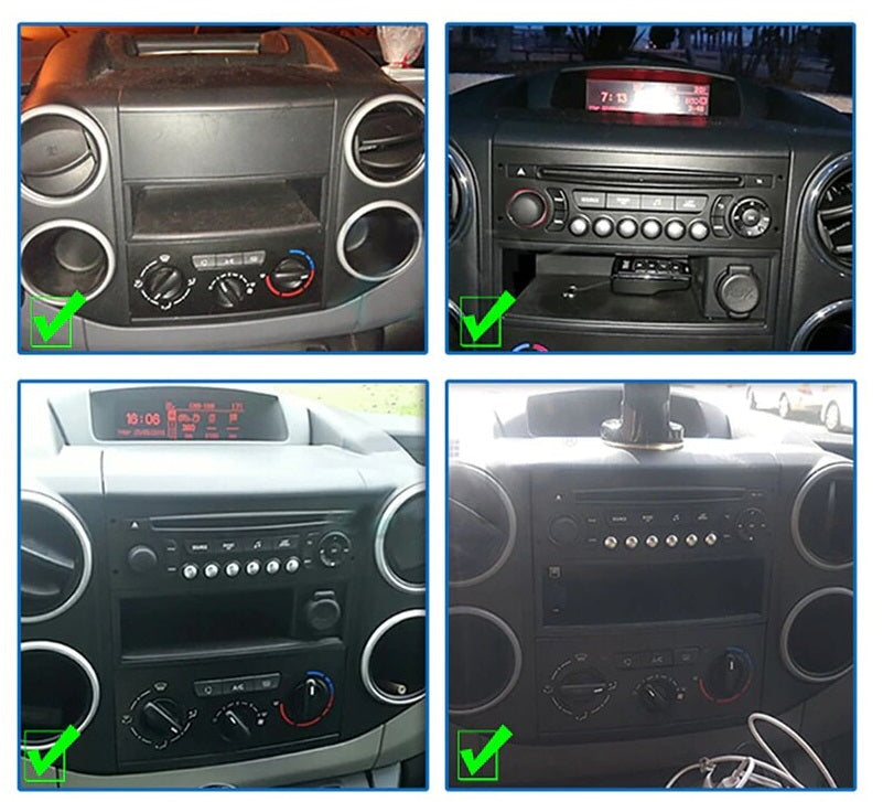 Autoradio Movyro pour Citroën Berlingo et Peugeot Partner 2008-2018 avec Android 15, Apple CarPlay et Android Auto, écran tactile.
