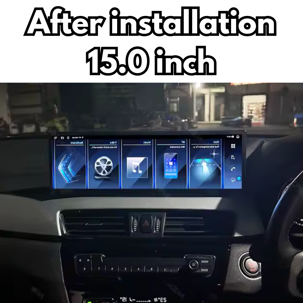 Movyro car stereo for BMW X1 X2 2015-2022 F48 F39 with Android Auto and CarPlay, featuring NBT EVO touchscreen display.