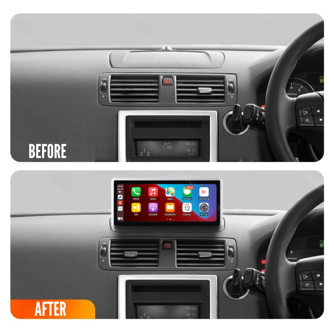 Movyro Android 15 car stereo for Volvo C30 & S40 2007-2011, compatible with CarPlay and Android Auto, with touchscreen display.