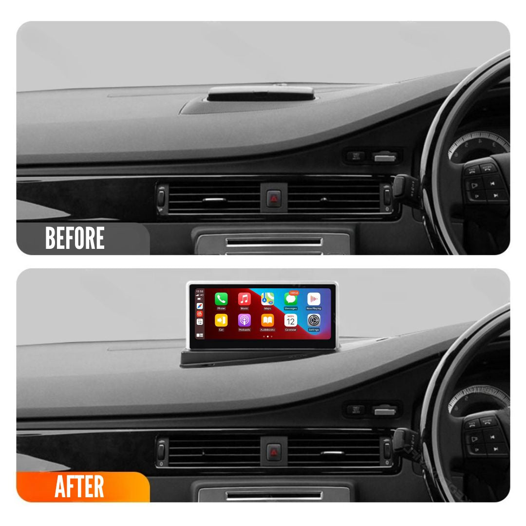 Movyro Volvo S80 2007-2014 Android car stereo with 8-core processor, 4GB RAM, CarPlay, Android Auto, and large touchscreen display.