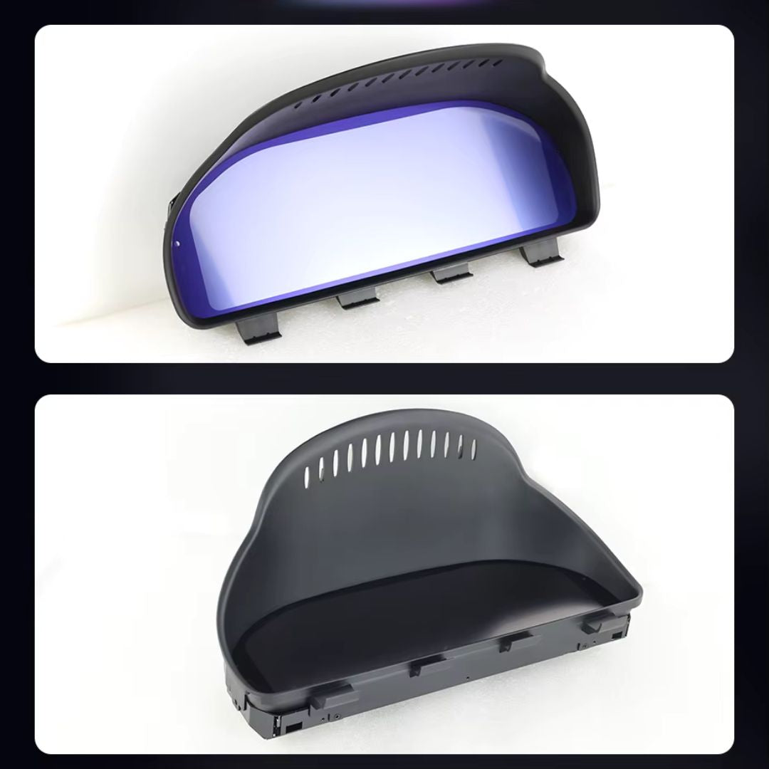 BMW X Series F-Chassis digital instrument cluster by Movyro, 12.3-inch LCD dashboard screen with CarPlay compatibility.