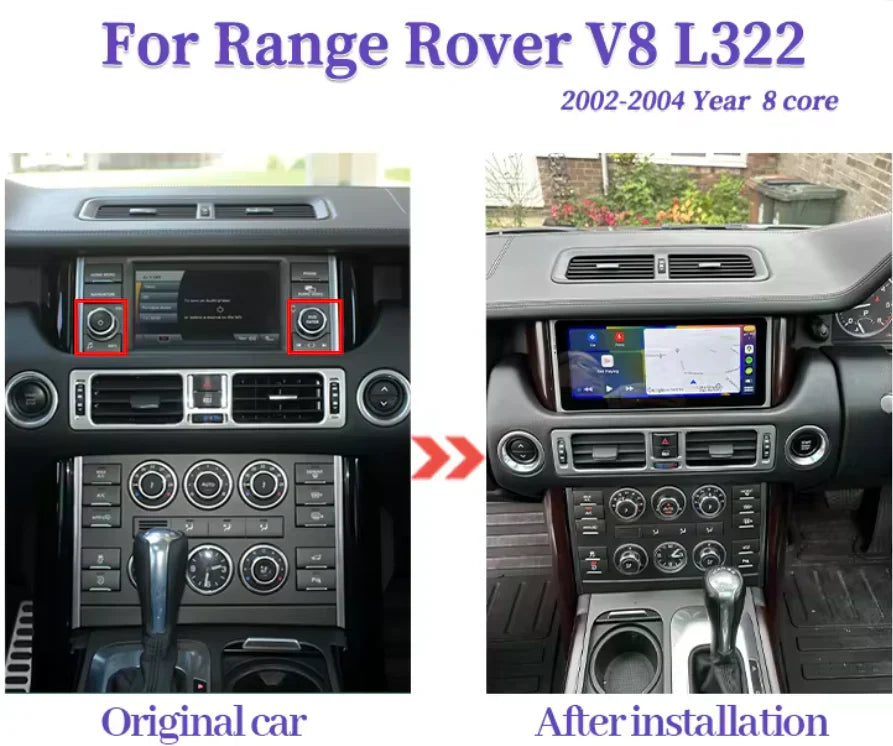 Autoradio Movyro Android 15 pour Range Rover L322 2002-2012, Apple CarPlay, Android Auto, écran numérique, multimédia.