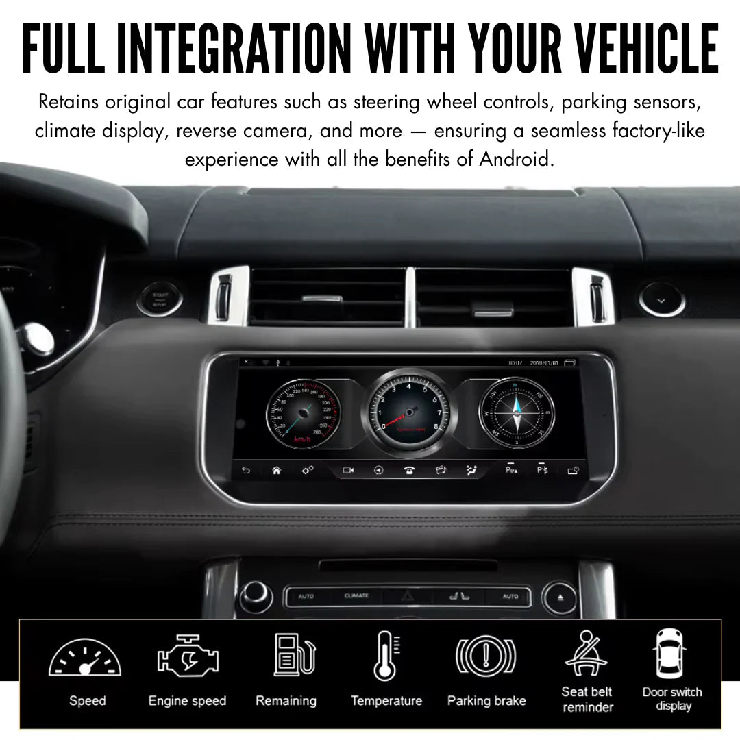 Autoradio Movyro pour Range Rover Evoque 2011-2018, écran tactile 13,3 pouces avec Apple CarPlay et Android Auto.