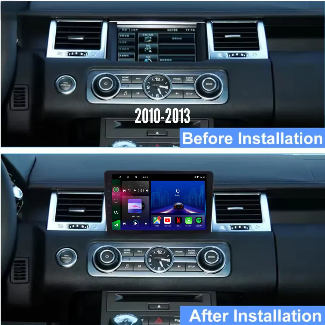 Autoradio Movyro pour Range Rover Sport 2005-2013, Android 15, Apple CarPlay, Android Auto, écran tactile, technologie moderne.