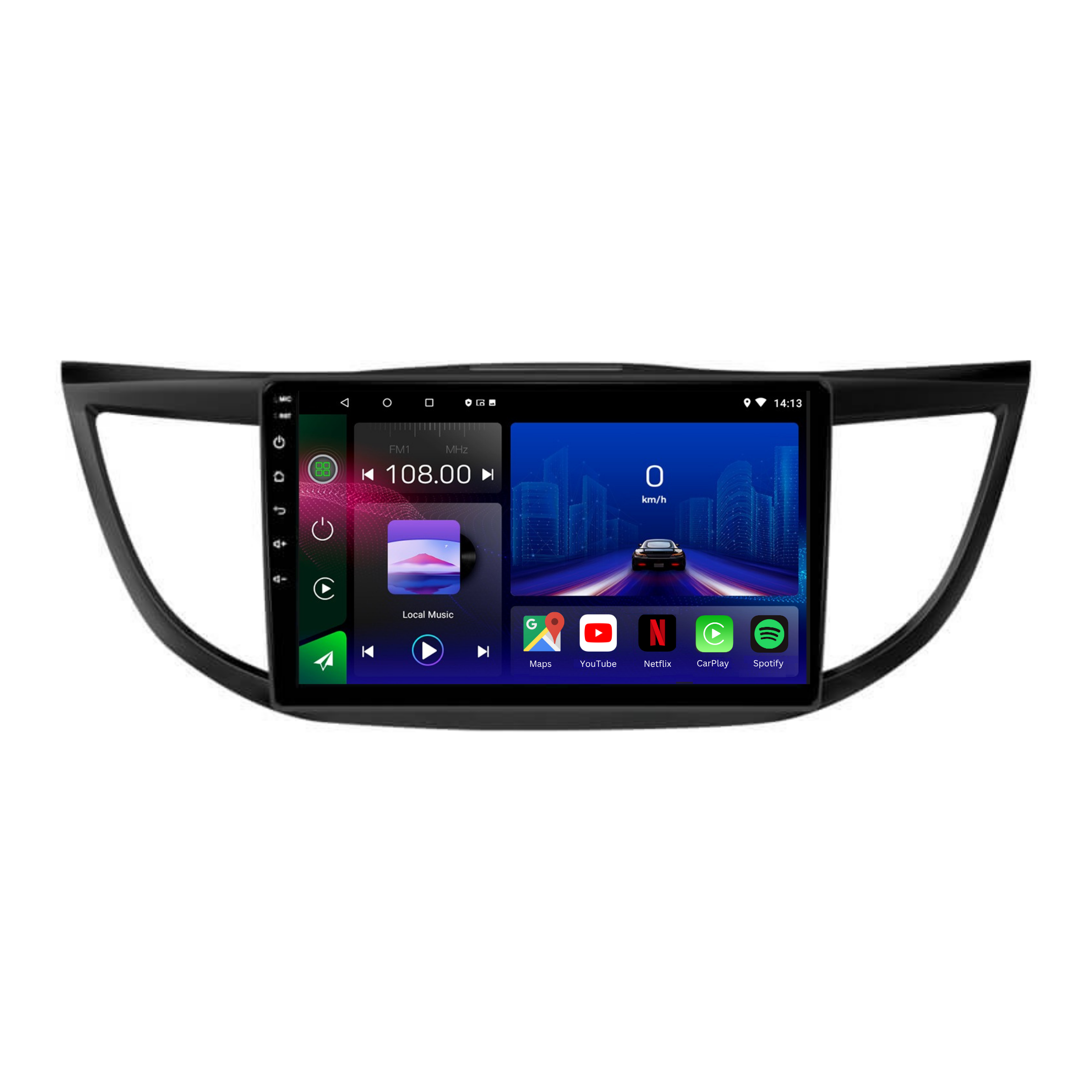Autoradio Android 15 Movyro pour Honda CRV 2012-2016 avec Apple CarPlay et Android Auto, écran tactile moderne.