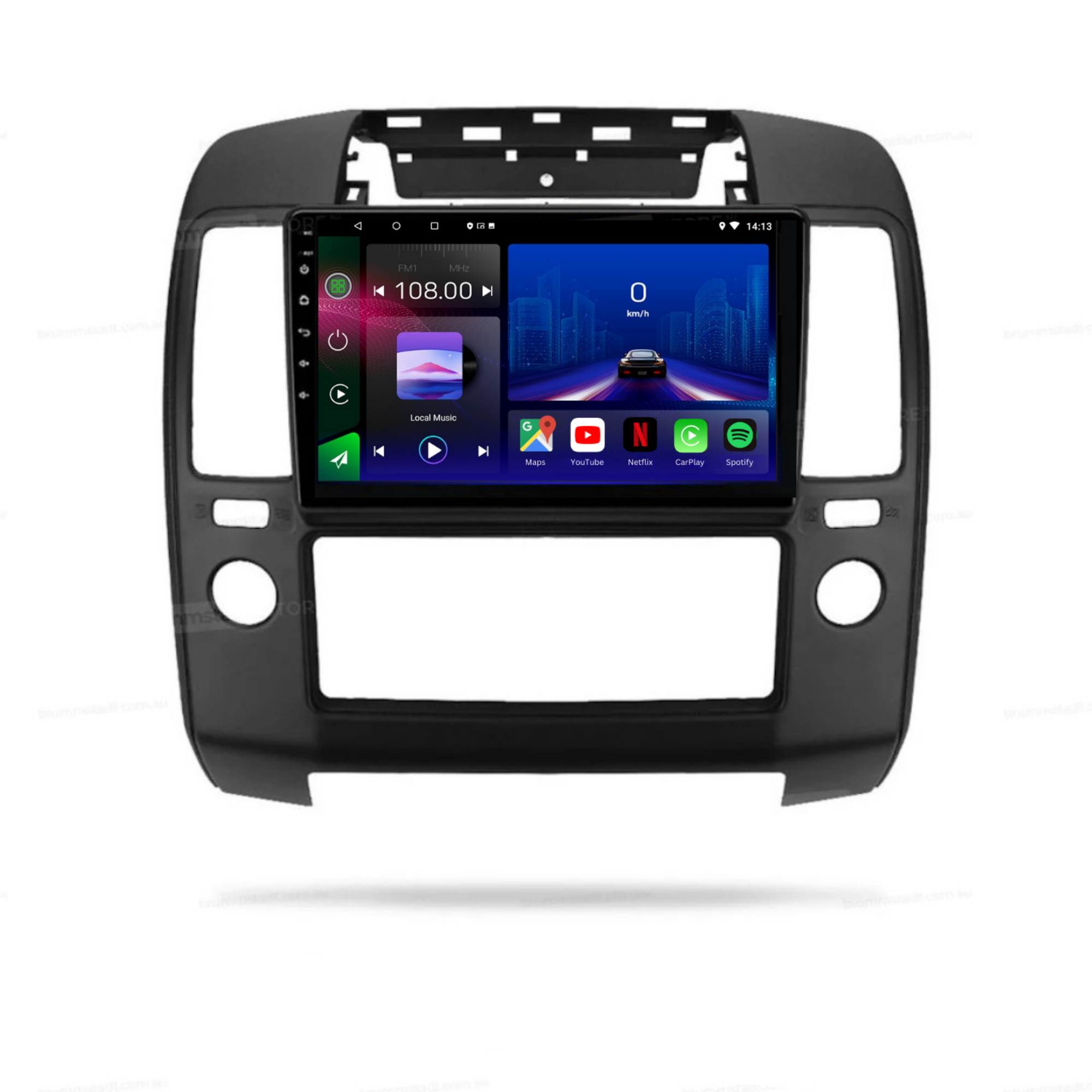 Autoradio Movyro Android 15 pour Nissan Navara D40 2005-2012 avec Apple CarPlay et Android Auto, écran tactile.