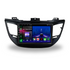Autoradio Hyundai Tucson iX35 2015-2018 Movyro Android 15 avec Apple CarPlay et Android Auto, écran noir, technologie avancée.