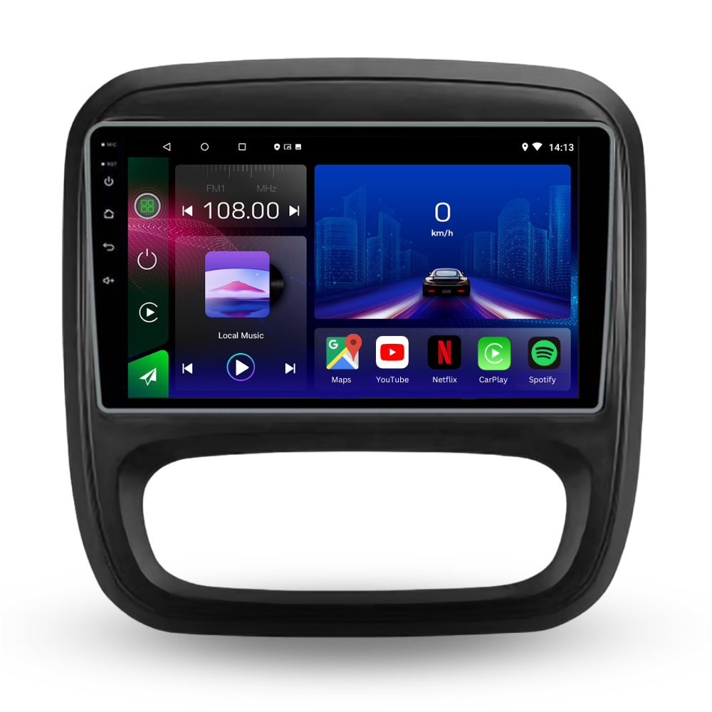 Autoradio Movyro pour Opel Vivaro et Renault Trafic 2014-2021, Android 15, Apple CarPlay, Android Auto, écran tactile.