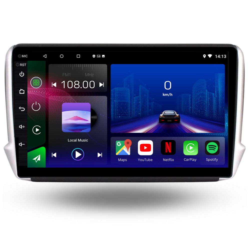 Autoradio Movyro pour Peugeot 208 2008 2012-2019, Android 15, Apple CarPlay, Android Auto, écran tactile.