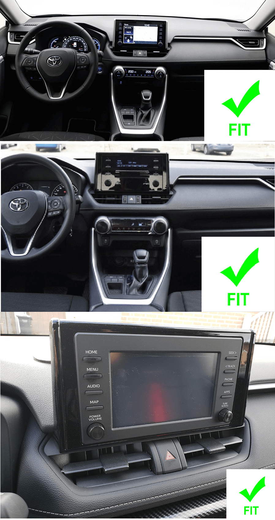 Autoradio Movyro pour Toyota RAV4 2018-2023 avec Android 15, Apple CarPlay et Android Auto, écran tactile et fonctionnalités connectées.