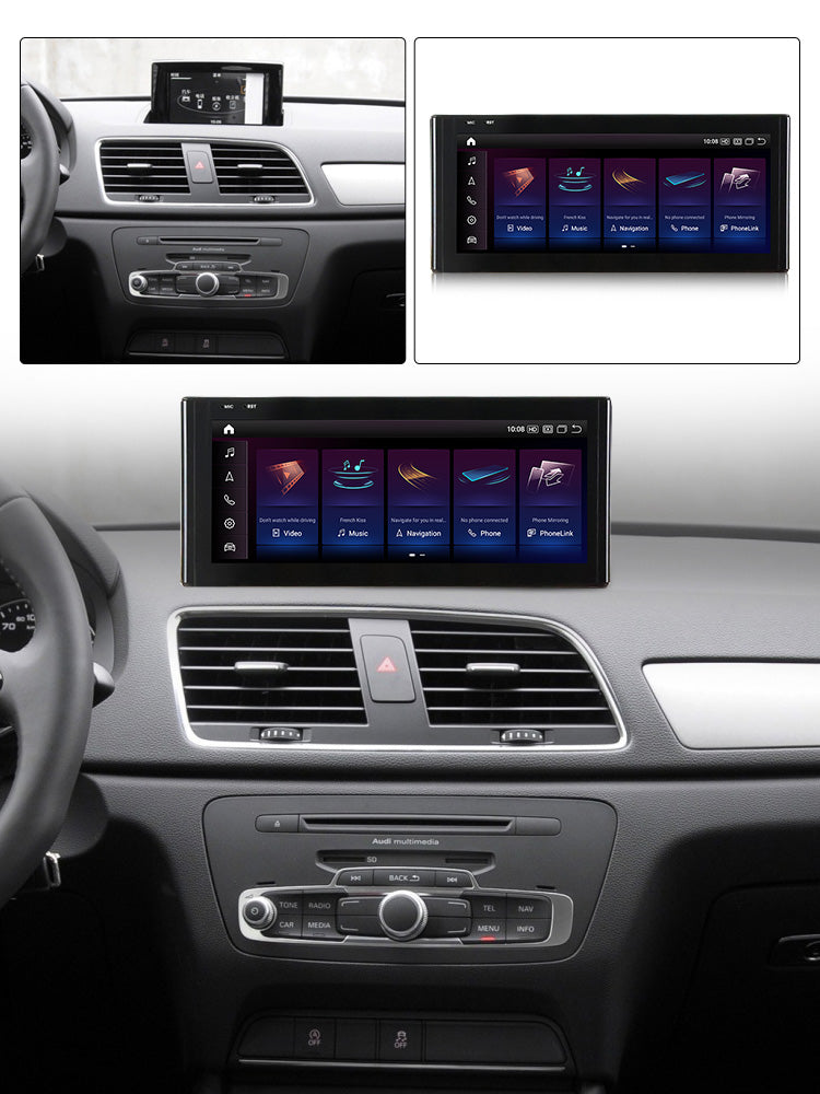 Movyro Audi Q3 RSQ3 2013-2019 Android 15 car stereo with CarPlay, Android Auto, 4GB RAM, 64GB ROM, touchscreen display