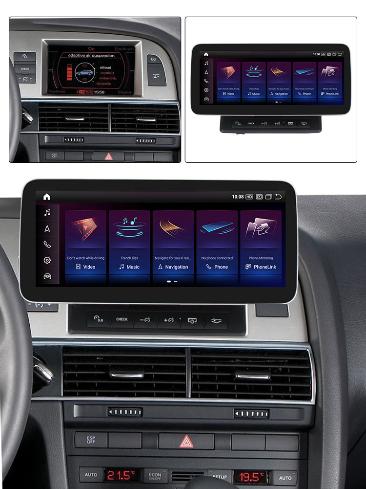 Autoradio Android pour Audi A6 C6 2005-2011, modèle Movyro, écran 10,25 pouces, CarPlay et Android Auto, design RS