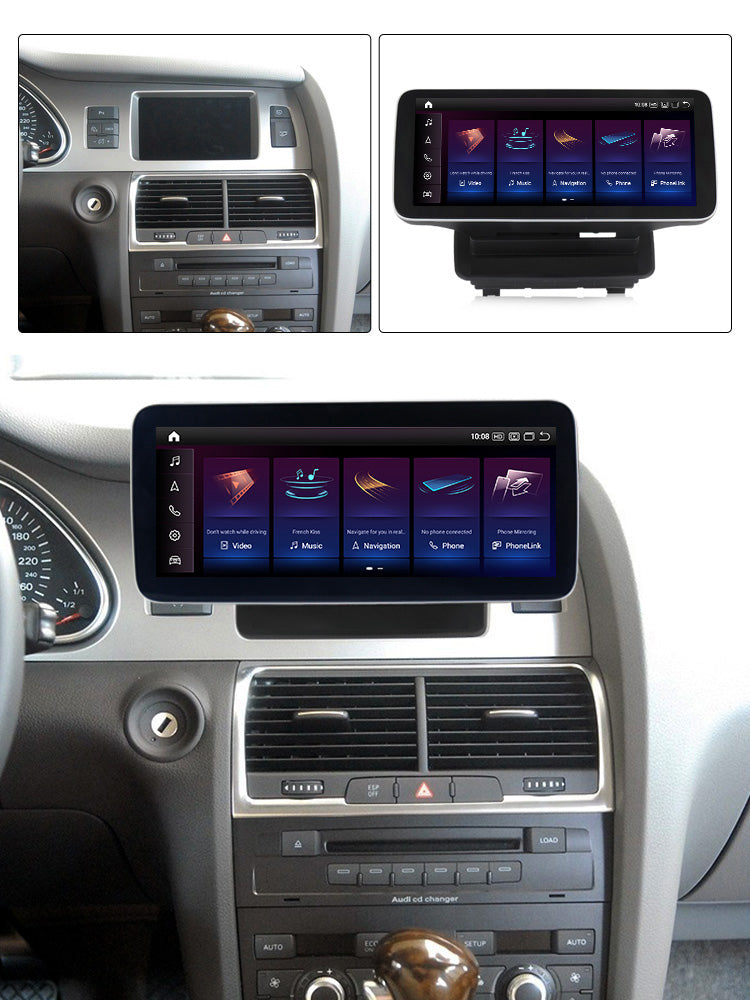 Autoradio CarPlay et Android Auto pour Audi Q7 2006-2015, écran 10,25 pouces, stereo Movyro avec Android 13 et mémoire 4GB RAM