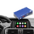 Movyro wireless Apple CarPlay retrofit for BMW showing dashboard display and connection interface with Android Auto support.